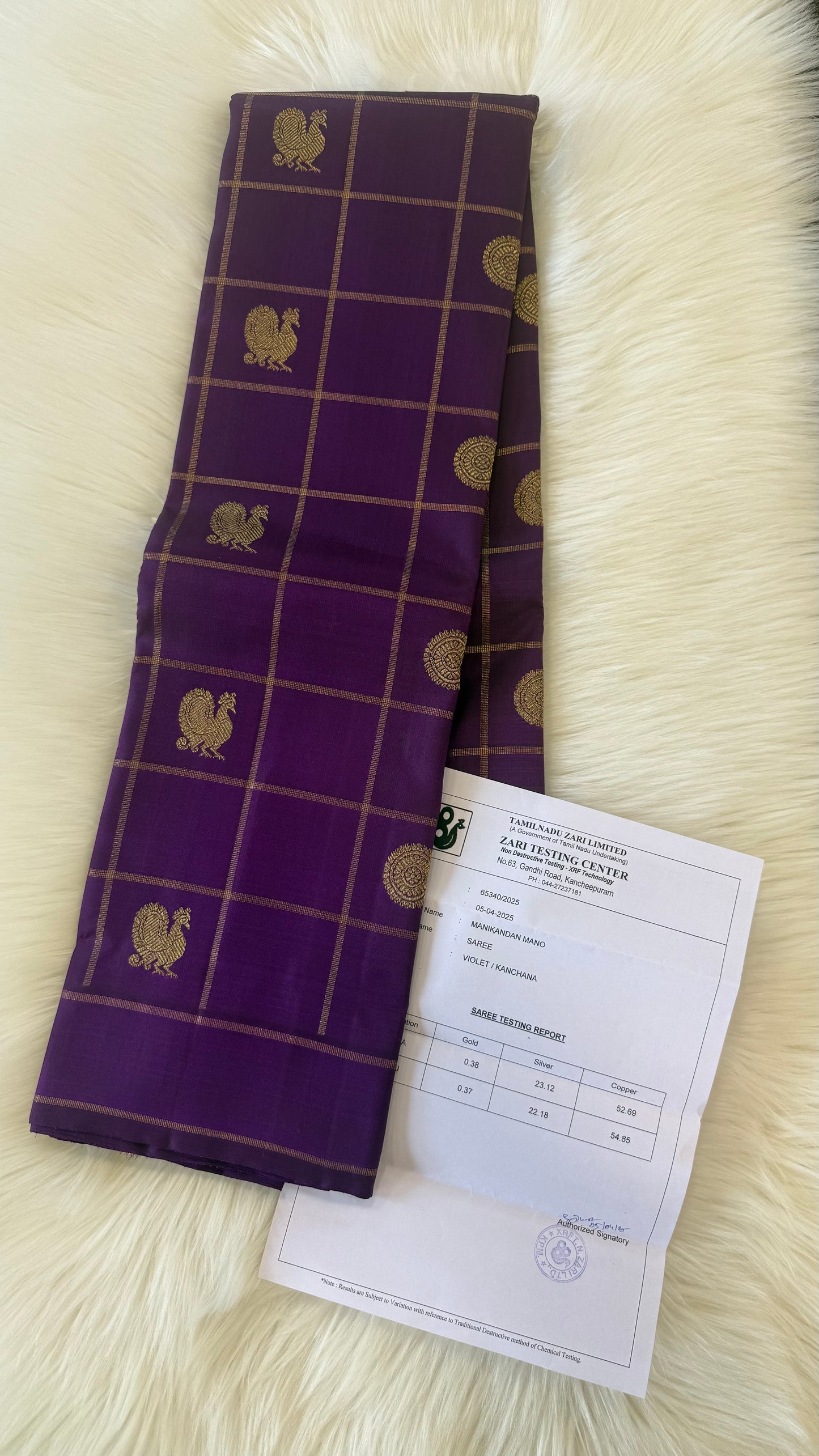 ROYAL PURPLE GOLD ZARI HANDLOOM KANICHIPURAM SILK SAREE (KSS217)