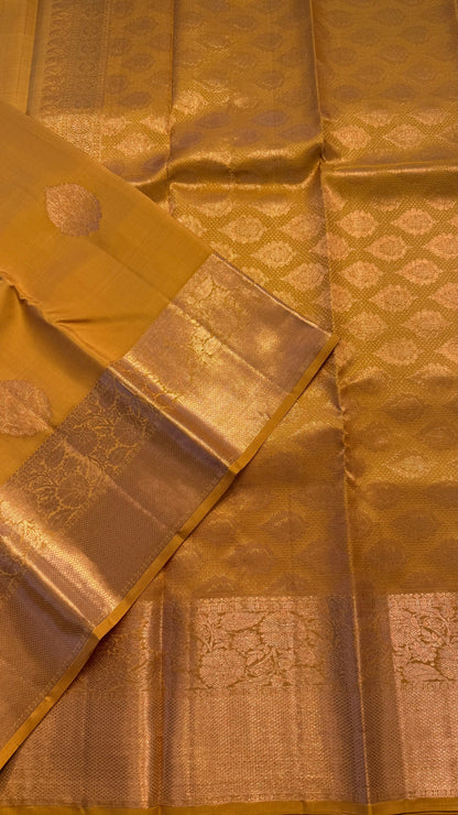GOLDEN MUSTARD HANDLOOM KANICHIPURAM SILK SAREE (KSS324)