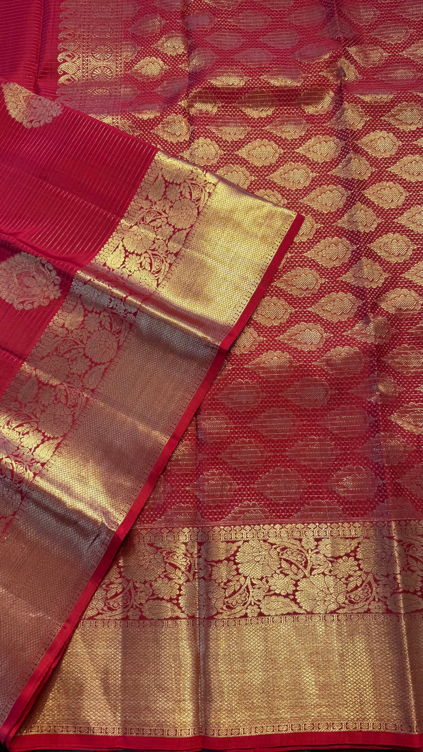 RED GOLD ZARI HANDLOOM KANCHIPURAM SILK SAREE (KSS437)