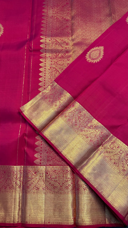 DUAL TONE RANI PINK PURE KANICHIPURAM HANDLOOM SILK SAREE (KSS390)