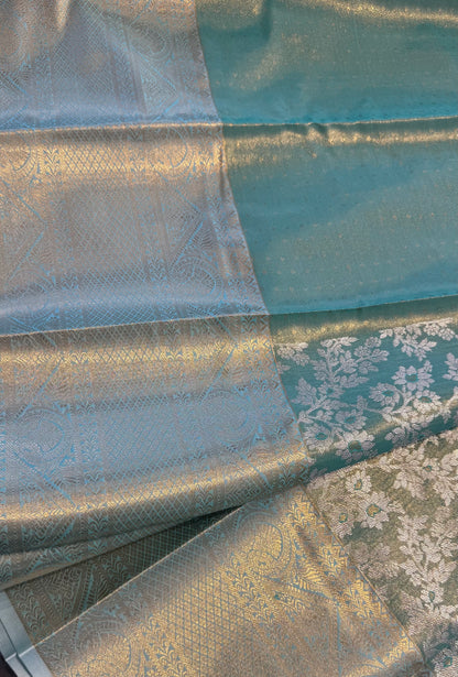 BLUE SEMI SILK KANICHIPURAM SILK SAREE (SSKS33)