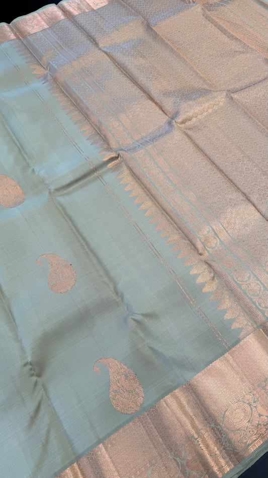 PISTACHIO GREEN HANDLOOM KANICHIPURAM SILK SAREE (KSS327)