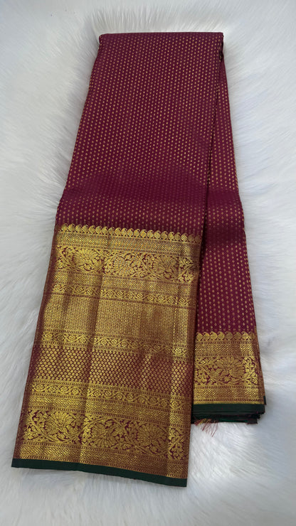 BURGUNDY PURE KANCHIPURAM HANDLOOM SILK SAREE(KSS 585)