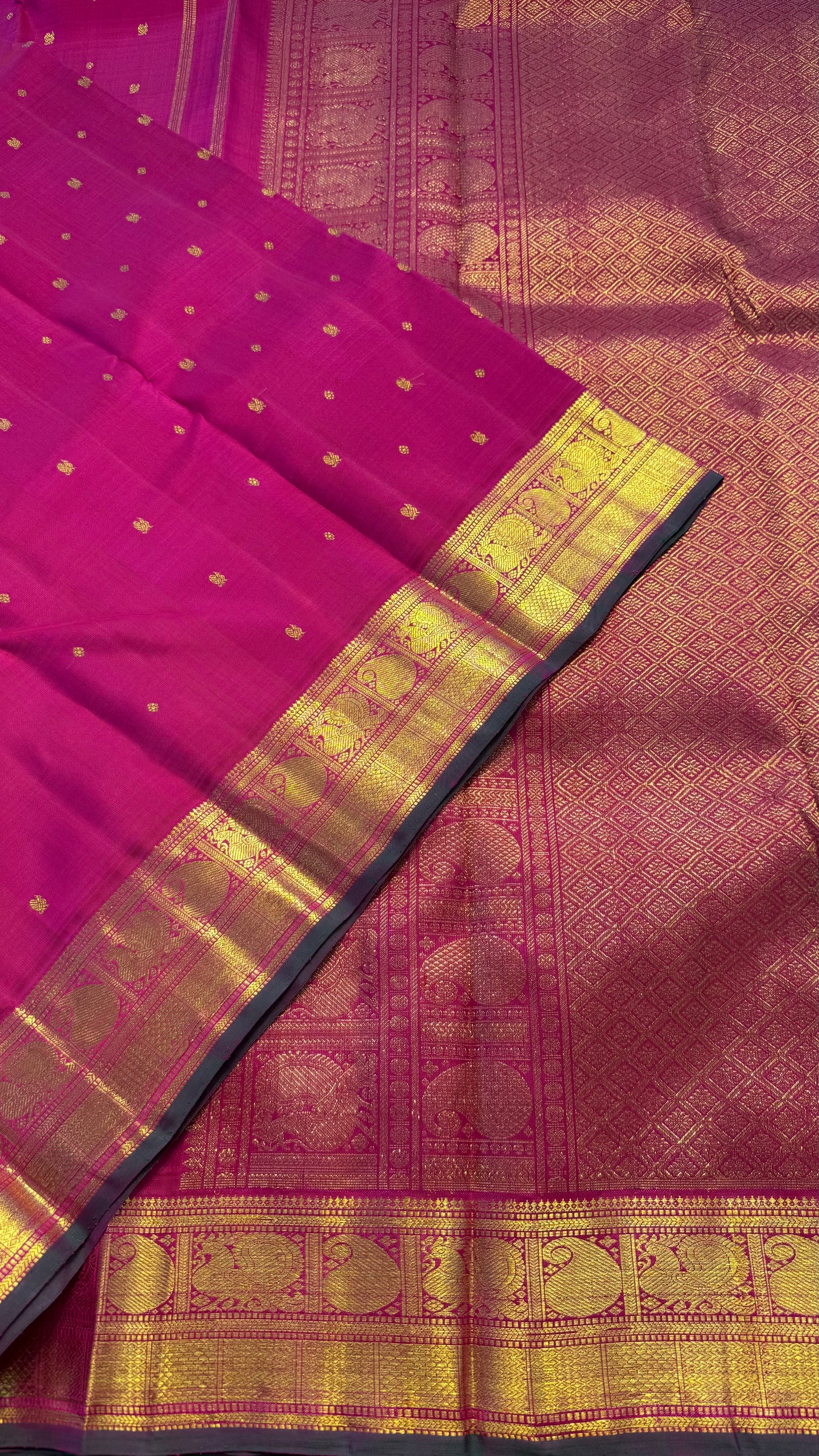 MAGENTA PINK GOLD ZARI HANDLOOM KANCHIPURAM SILK SAREE (KSS74)