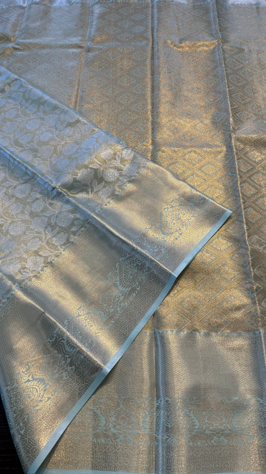 TURQUOISE SEMI SILK KANICHIPURAM SILK SAREE (SSKS25)