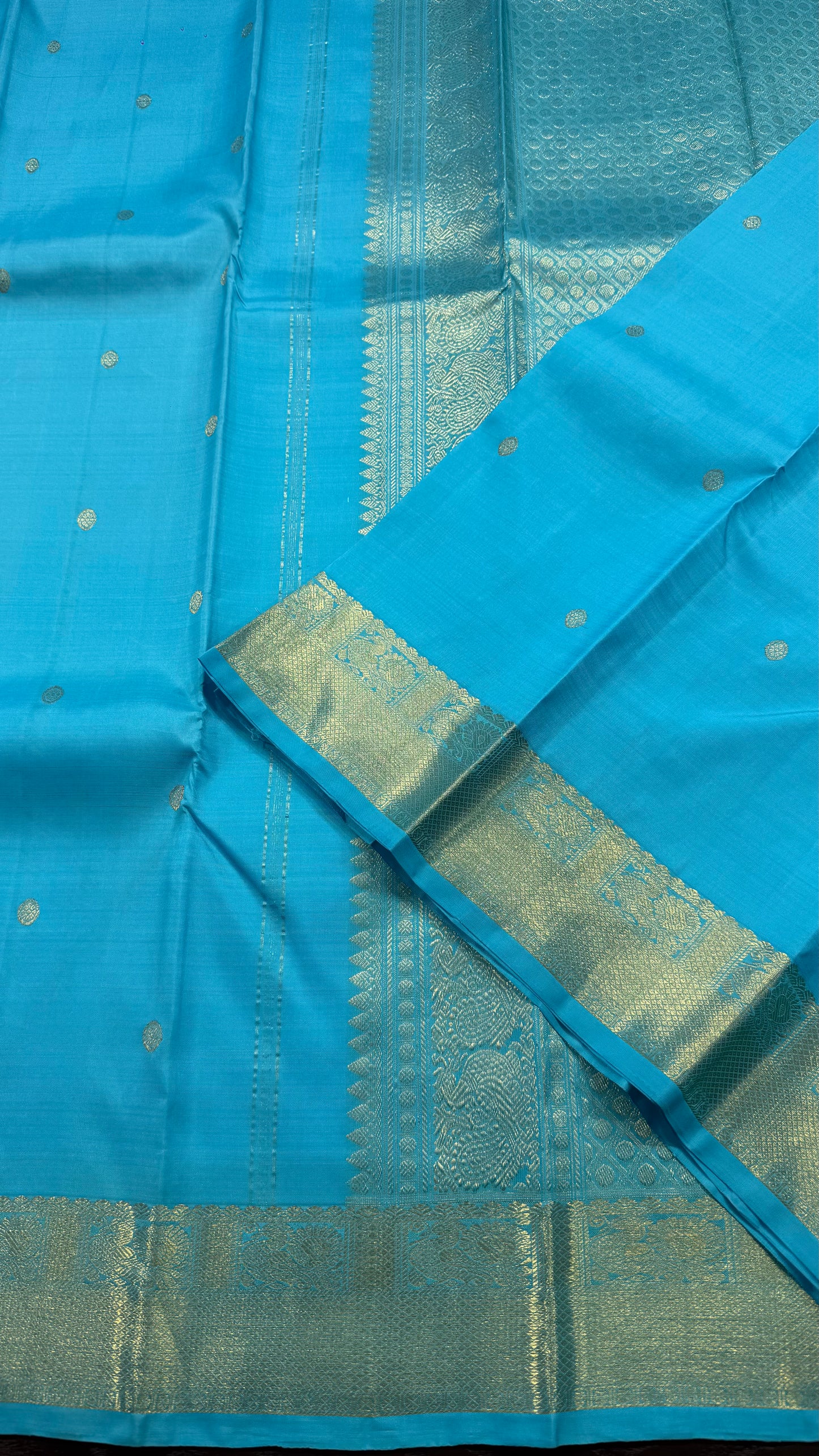 AQUA BLUE PURE KANCHIPURAM HANDLOOM SILK SAREE SILK(KSS 527)