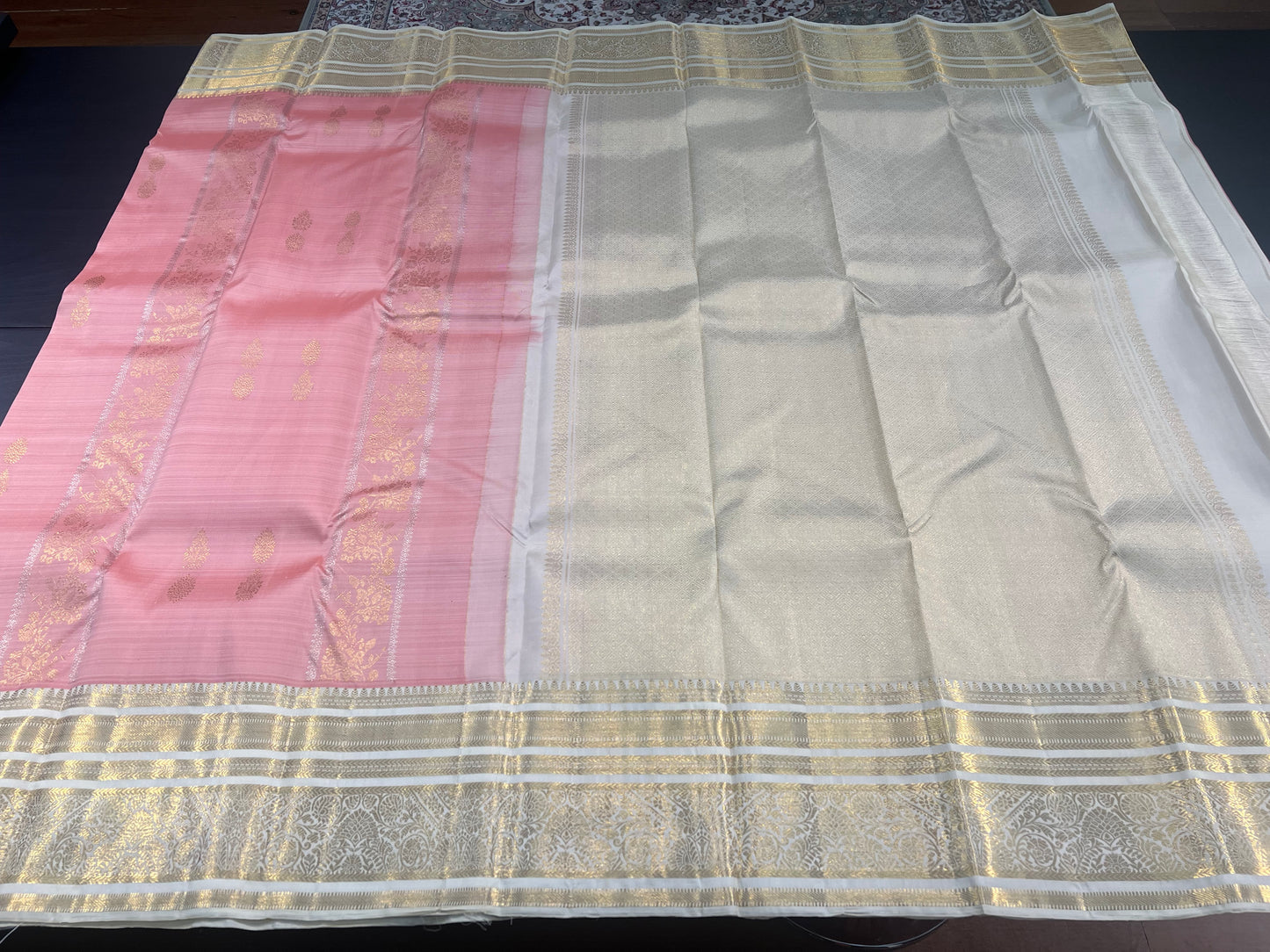 LIGHT SALMON PINK PURE KANCHIPURAM HANDLOOM SILK SAREE