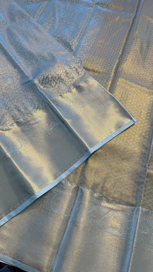 BLUE SEMI SILK KANICHIPURAM SILK SAREE (SSKS29)