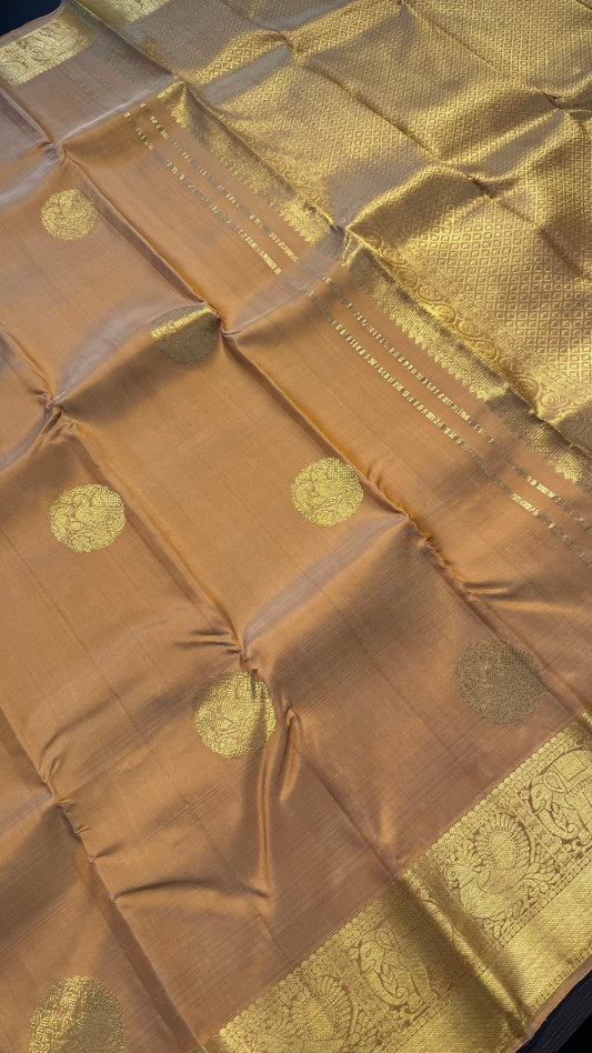 GOLD HANDLOOM KANCHIPURAM SILK SAREE (KSS399)