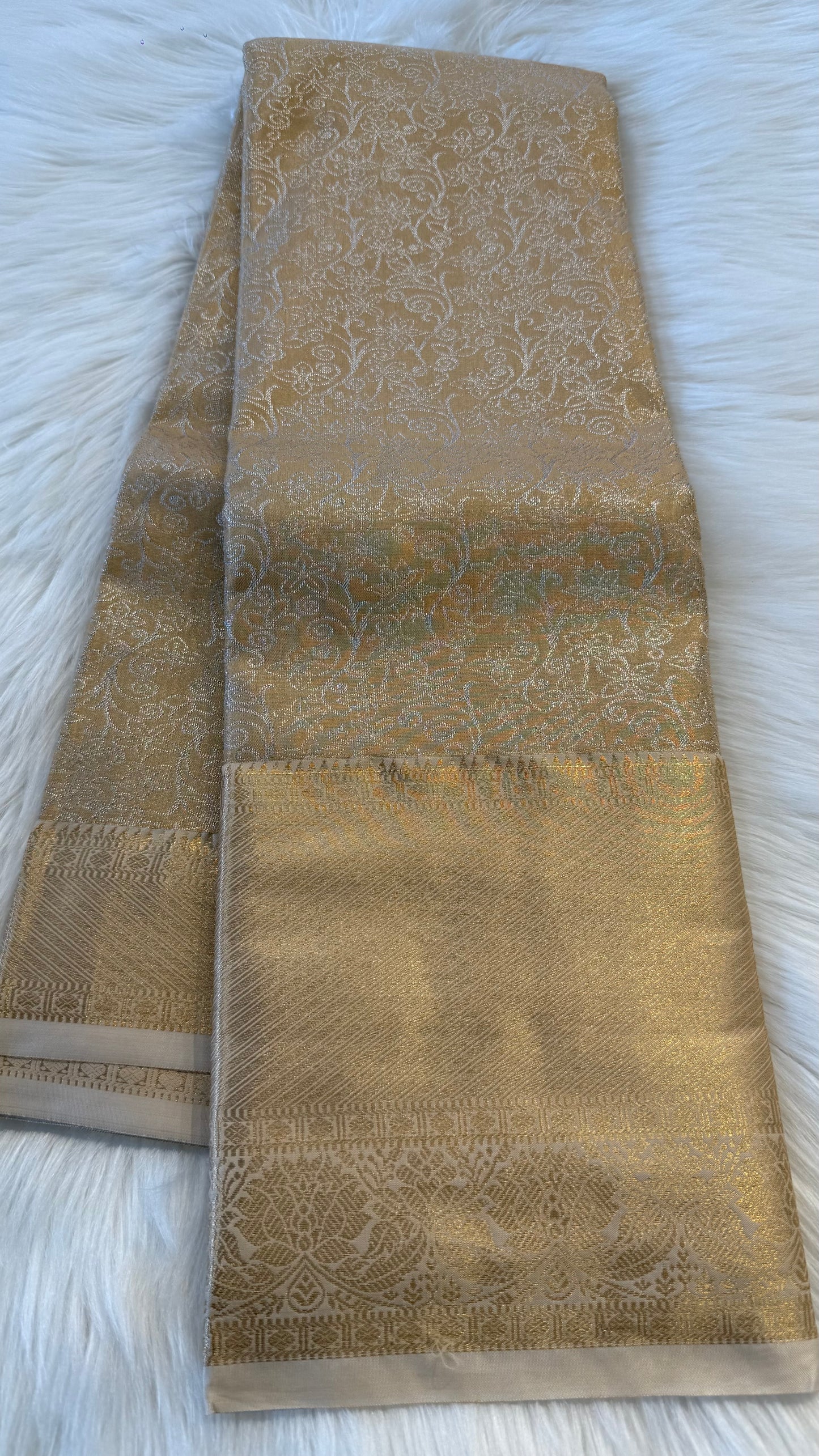 CREAM SEMI SILK KANICHIPURAM SILK SAREE (SSKS15)