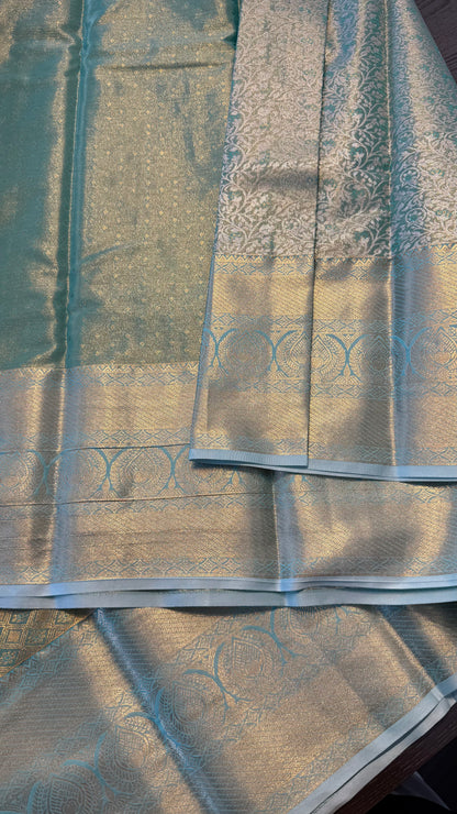 MINT SEMI SILK KANICHIPURAM SILK SAREE (SSKS34)