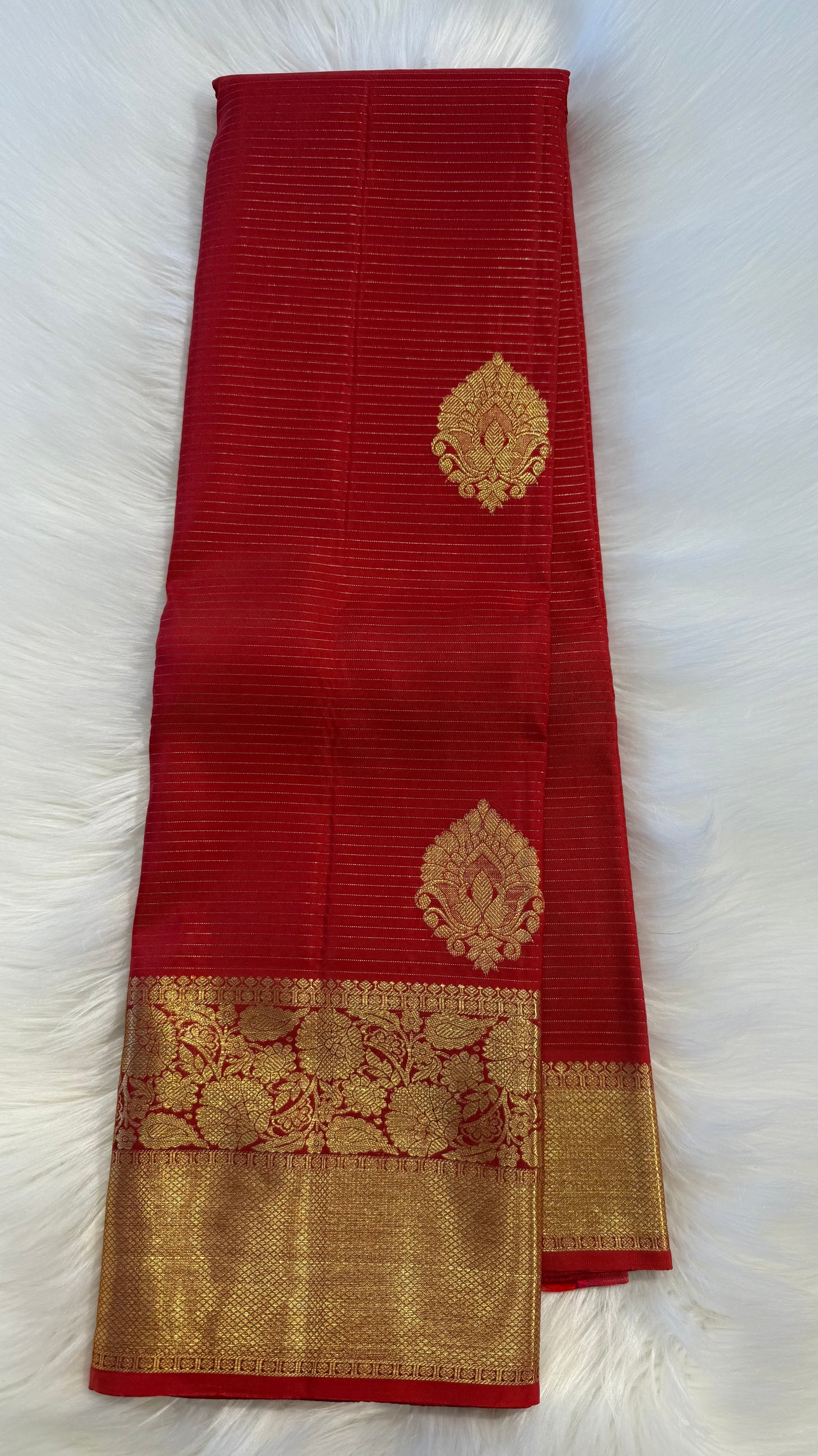 RED GOLD ZARI HANDLOOM KANCHIPURAM SILK SAREE (KSS437)