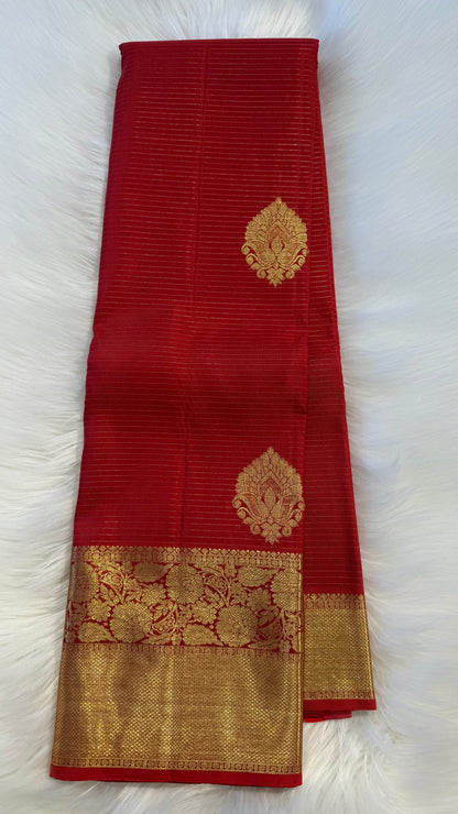 RED GOLD ZARI HANDLOOM KANCHIPURAM SILK SAREE (KSS437)