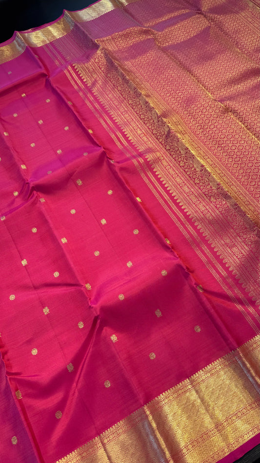 DUAL TONE PINK GOLD ZARI HANDLOOM KANCHIPURAM SILK SAREE (KSS341)