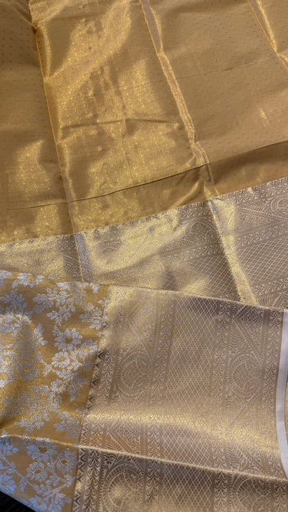 AMBER GOLD SEMI SILK KANICHIPURAM SILK SAREE (SSKS13)