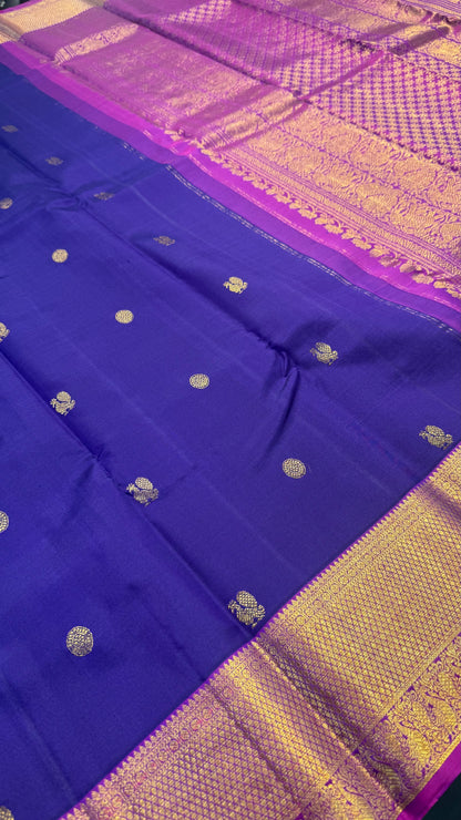 PURPLE GOLD ZARI HANDLOOM KANICHIPURAM SILK SAREE (KSS116)