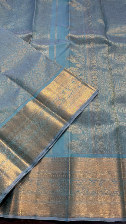 MINT GREEN  FULL GOLD ZARI PURE HANDLOOM KANCHIPURAM SILK SAREE (KSS 505)