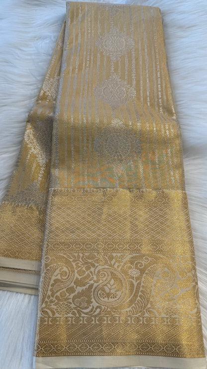 PALE GOLD SEMI SILK KANICHIPURAM SILK SAREE (SSKS18)