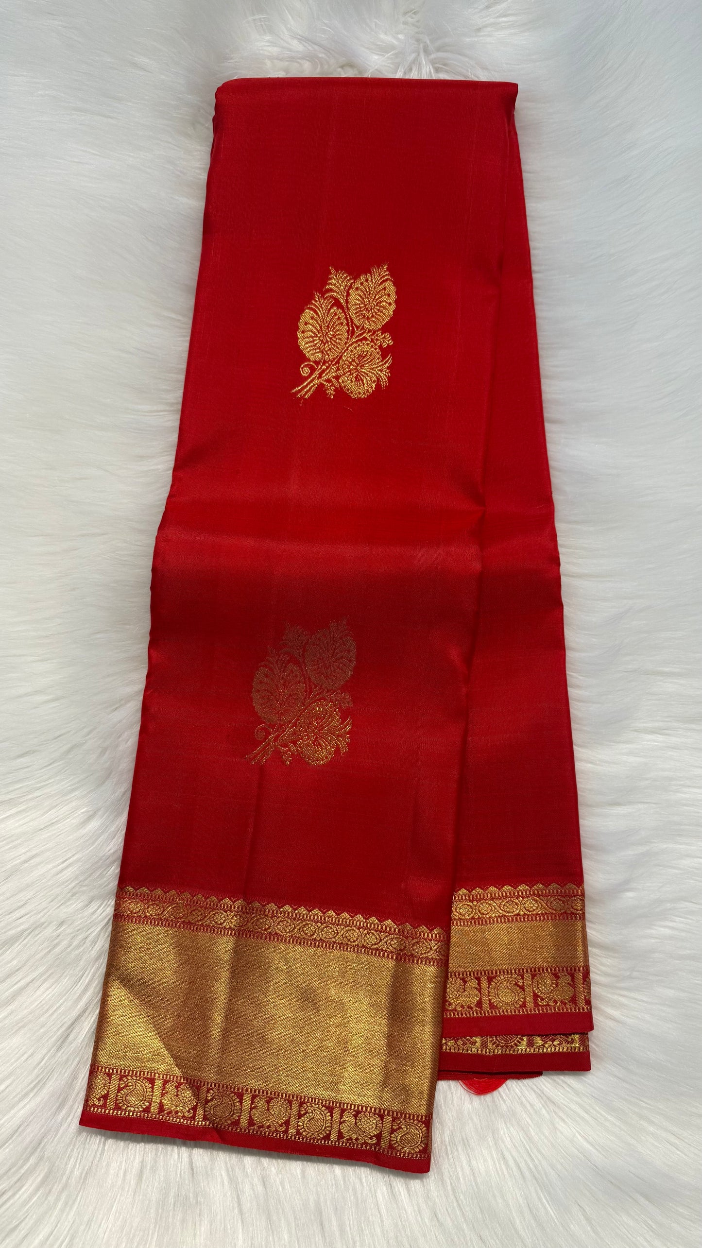 RED GOLD ZARI HANDLOOM KANCHIPURAM SILK SAREE (KSS342)