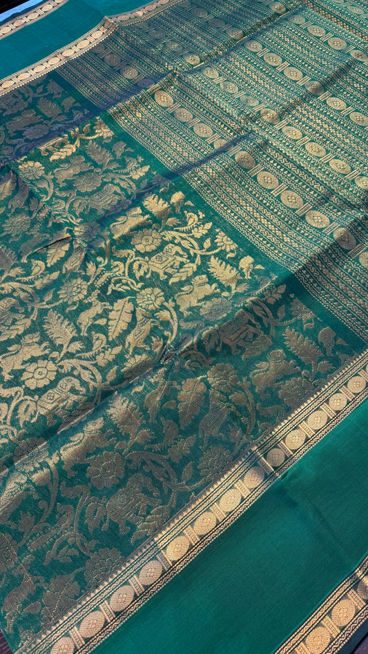 GREEN VANASINGARAM HANDLOOM KANCHIPURAM SILK COTTON (KSC141)