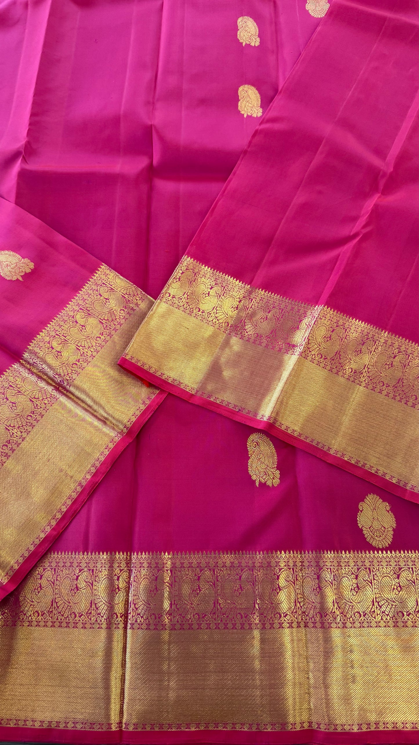 DUAL TONE RANI PINK PURE KANICHIPURAM HANDLOOM SILK SAREE (KSS143)
