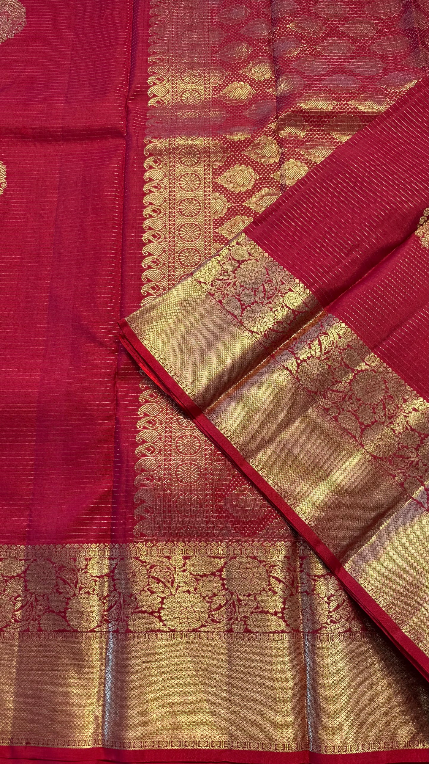 RED GOLD ZARI HANDLOOM KANCHIPURAM SILK SAREE (KSS437)