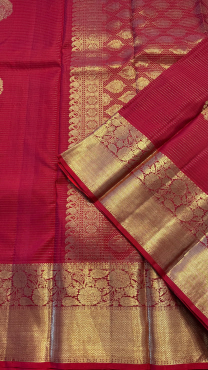 RED GOLD ZARI HANDLOOM KANCHIPURAM SILK SAREE (KSS437)
