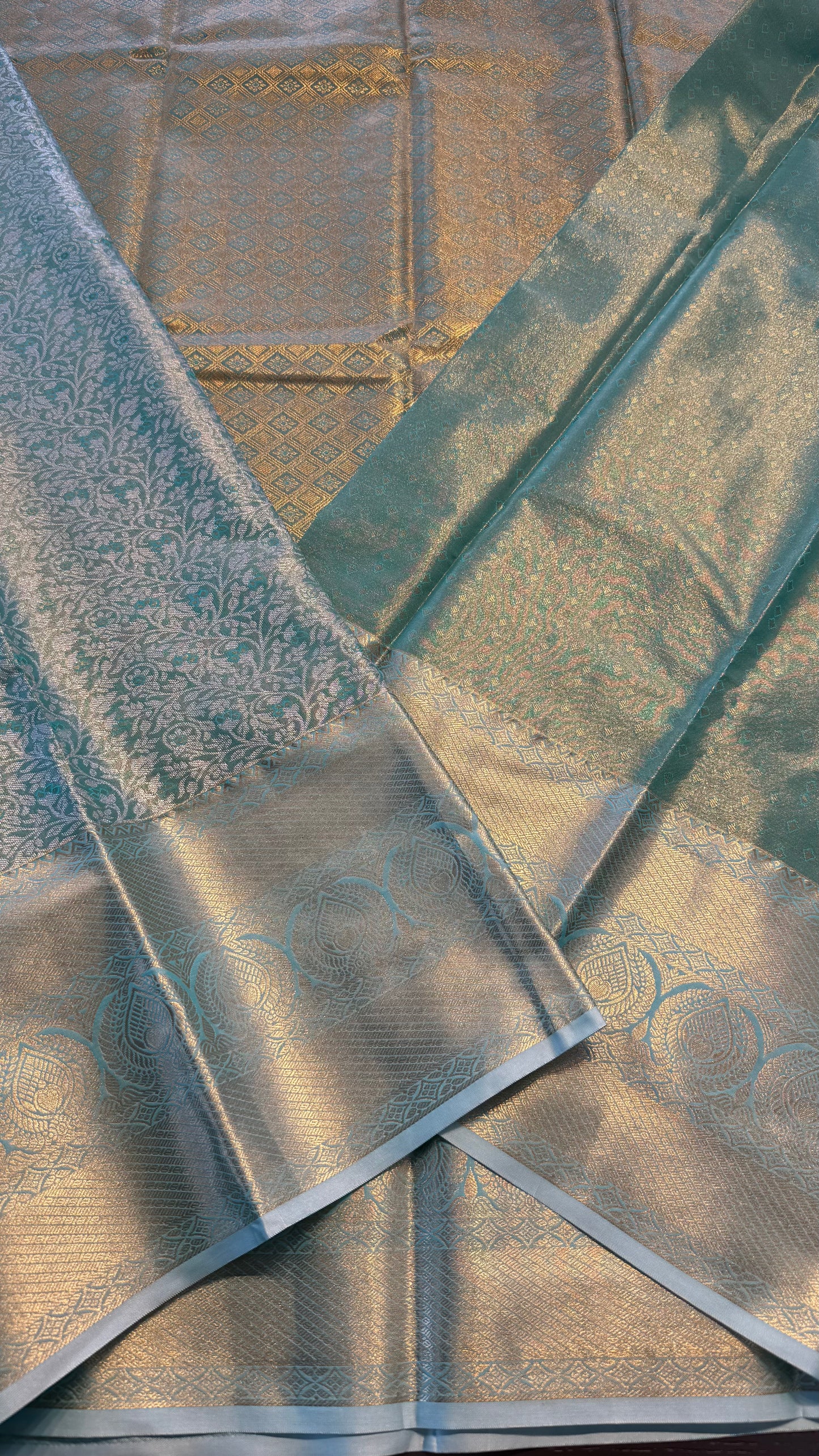 MINT SEMI SILK KANICHIPURAM SILK SAREE (SSKS34)