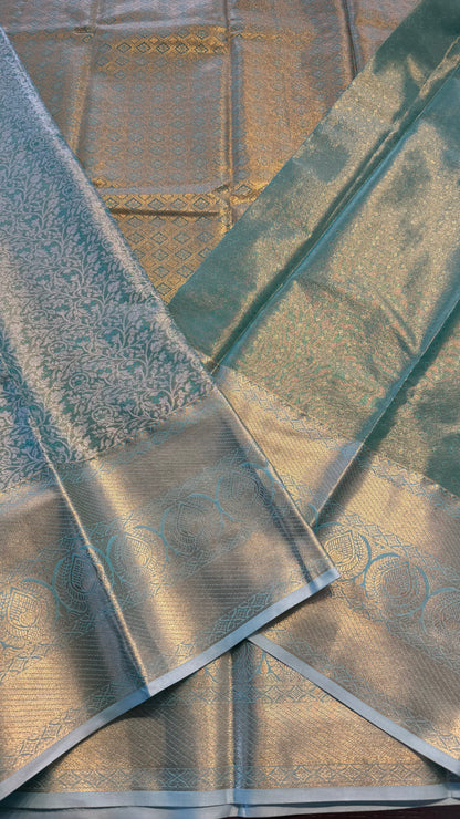 MINT SEMI SILK KANICHIPURAM SILK SAREE (SSKS34)
