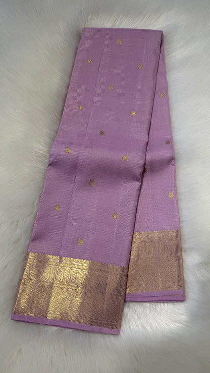 PASTEL LAVENDER VAIRA OOSI PURE KANCHIPURAM HANDLOOM SILK SAREE(KSS525)