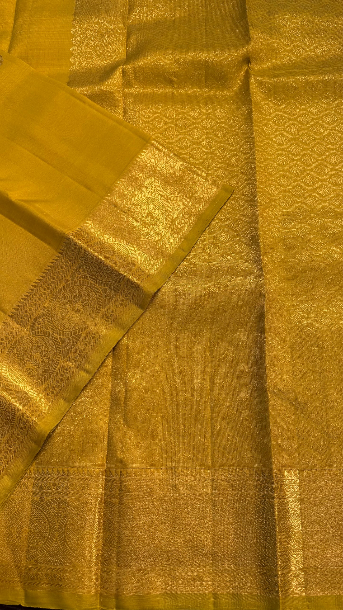LEMON YELLOW HANDLOOM KANCHIPURAM SILK SAREE (KSS364)