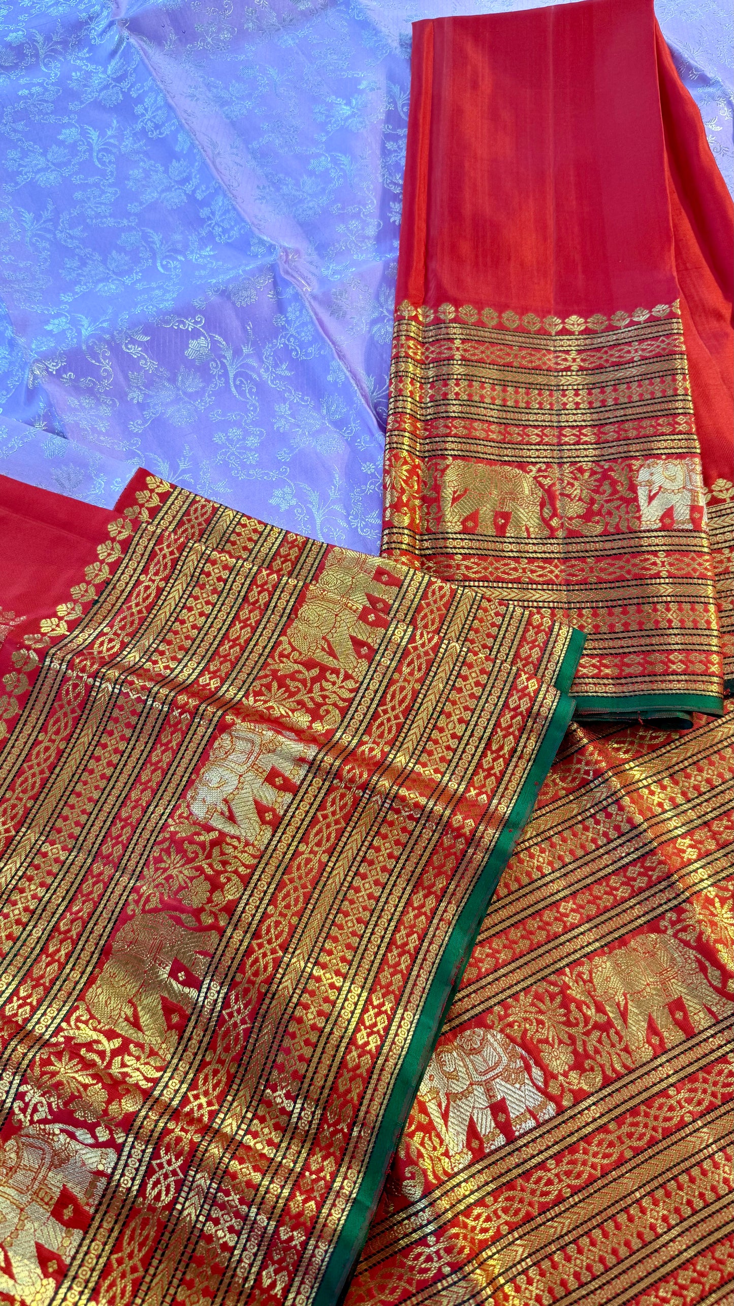 BRIDAL PASTEL LILAC PURPLE GOLD & SILVER ZARI HANDLOOM KANICHIPURAM SILK SAREE (KSS97)