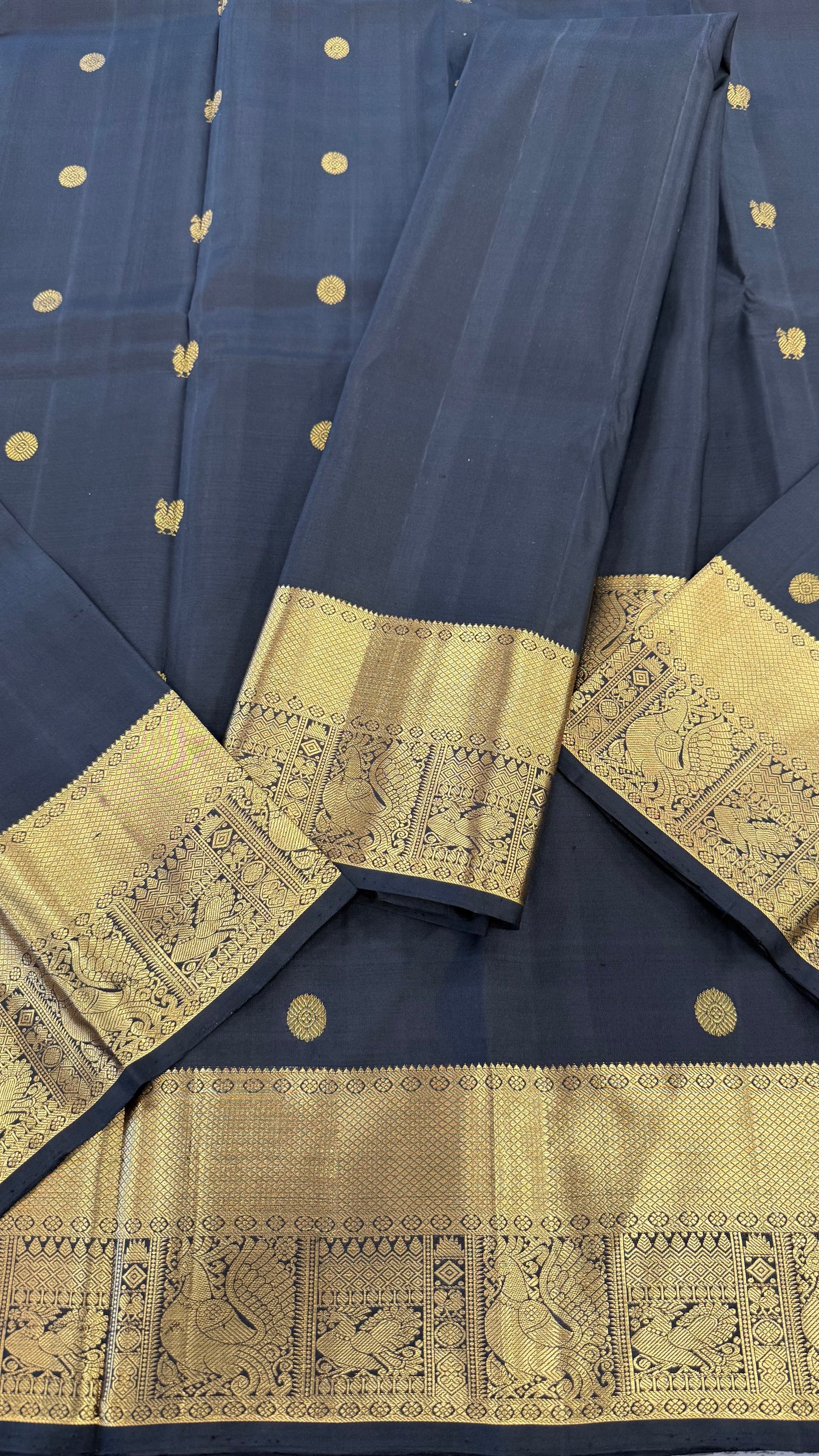 BLACK GOLD ZARI HANDLOOM KANICHIPURAM SILK SAREE (KSS183)