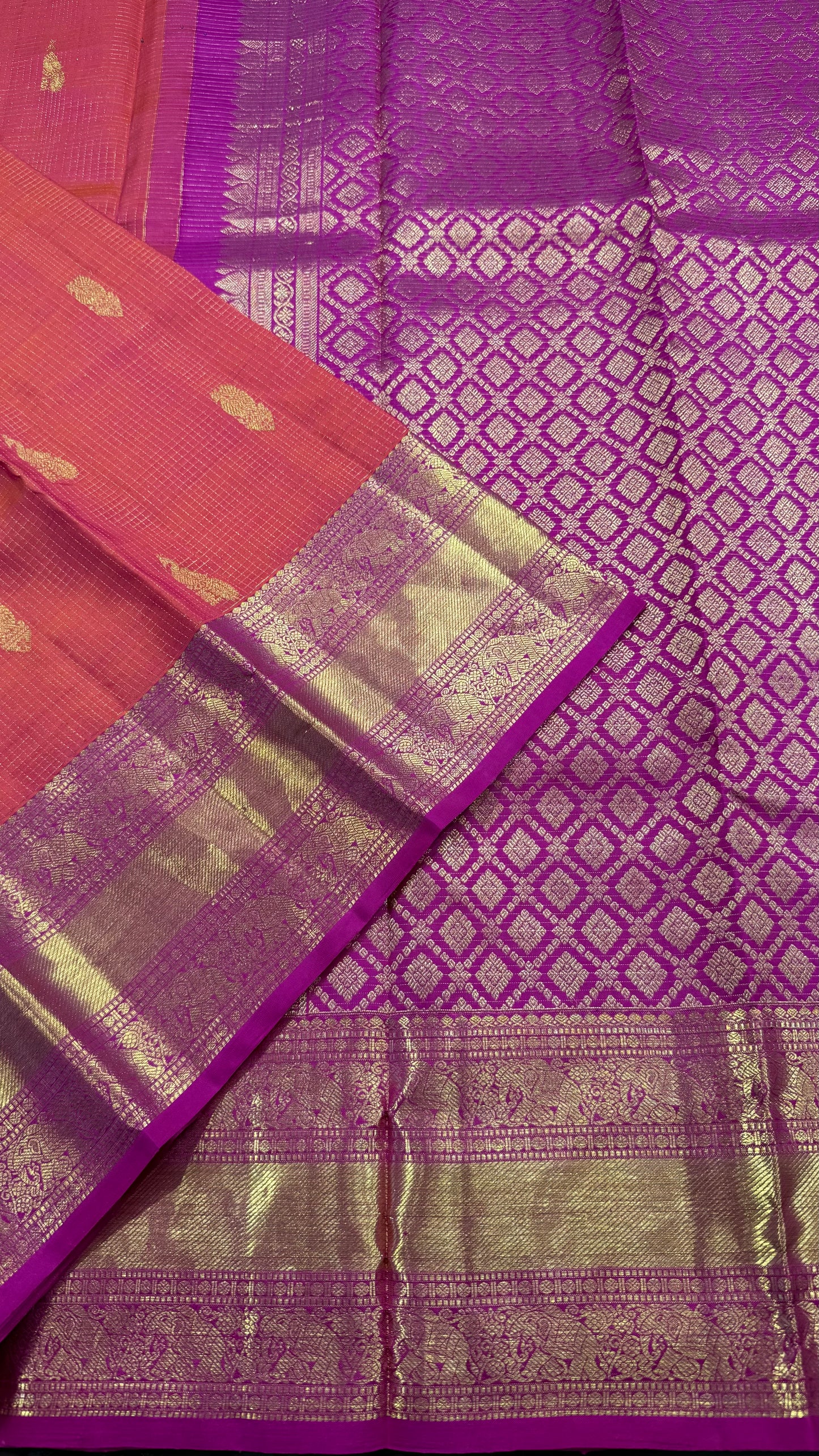 RANI PINK  HANDLOOM  KANCHIPURAM SILK SAREE (KSS 563)