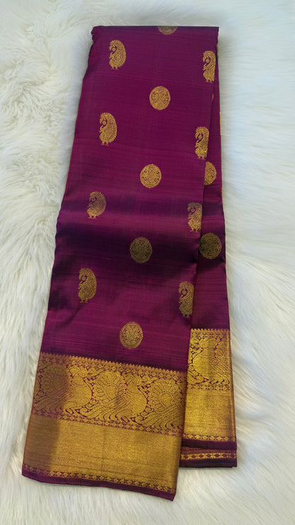 ROYAL PURPLE GOLD ZARI HANDLOOM KANCHIPURAM SILK SAREE (KSS107)