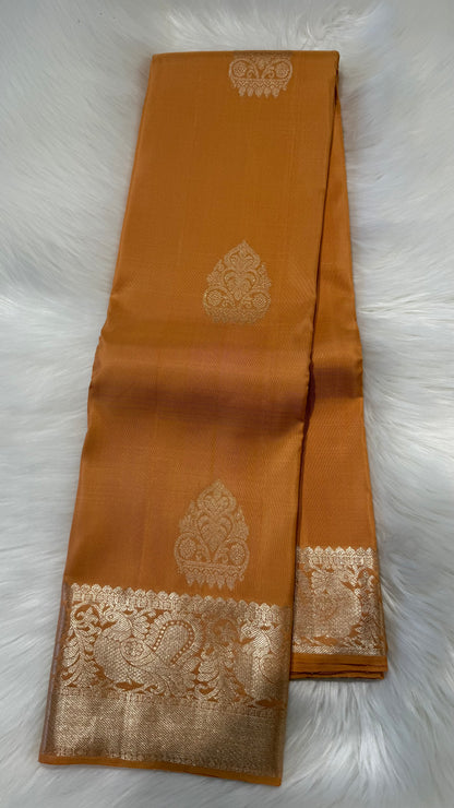 PEACHY HANDLOOM KANCHIPURAM  SILK SAREE(KSS511)