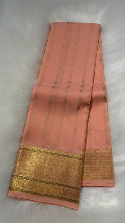 PASTEL PEACH PURE KANCHIPURAM HANDLOOM SILK SAREE KSS 526