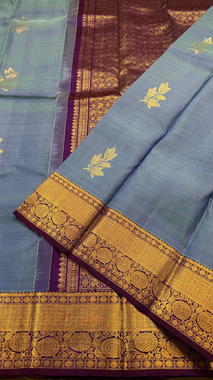 DOUBLE TONE BLUE HANDLOOM  KANCHIPURAM SILK SAREE (KSS 553)