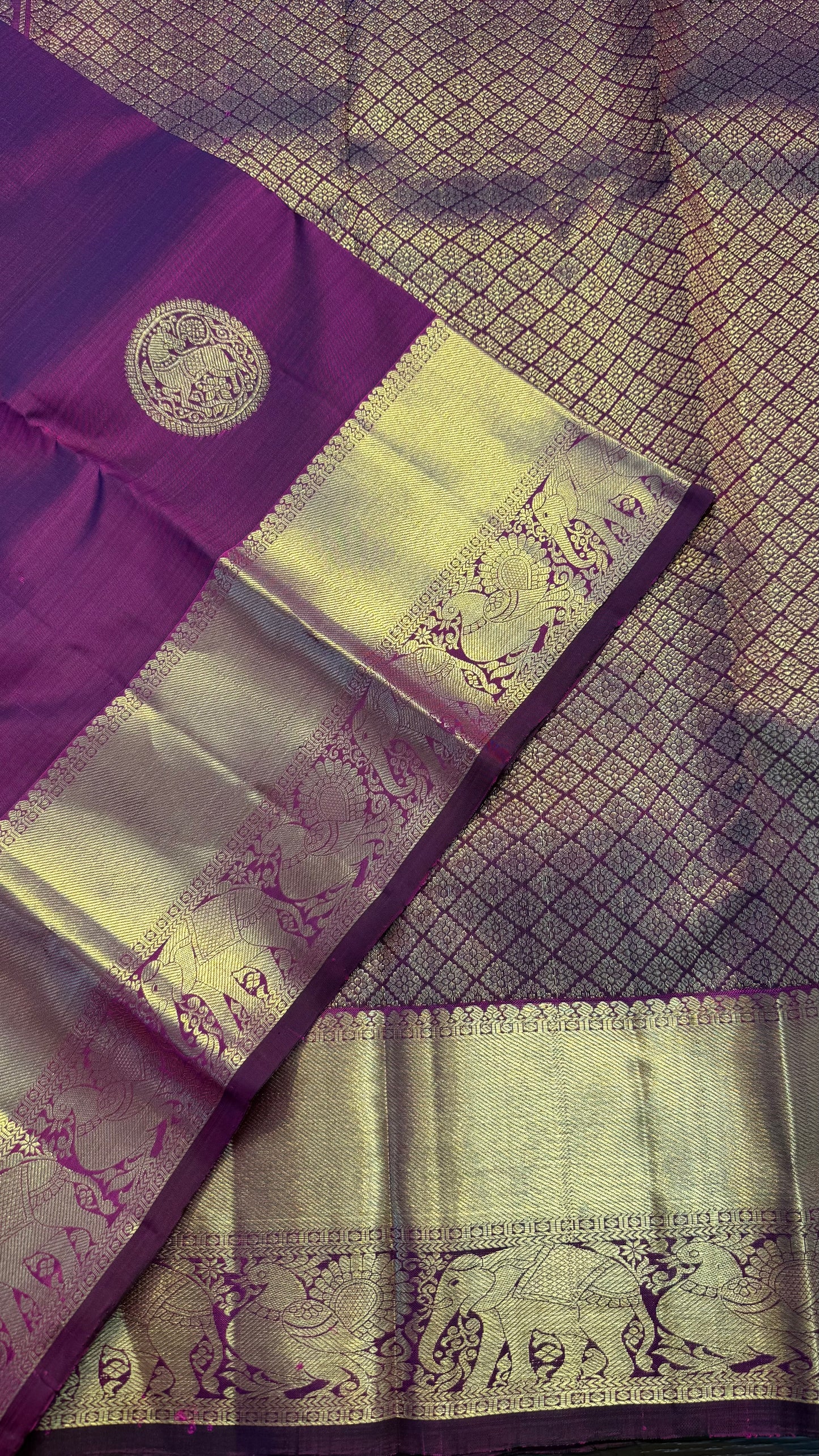 ROYAL PURPLE GOLD ZARI HANDLOOM KANCHIPURAM SILK SAREE (KSS397)
