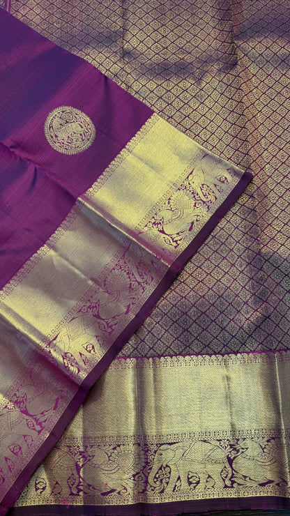 ROYAL PURPLE GOLD ZARI HANDLOOM KANCHIPURAM SILK SAREE (KSS397)