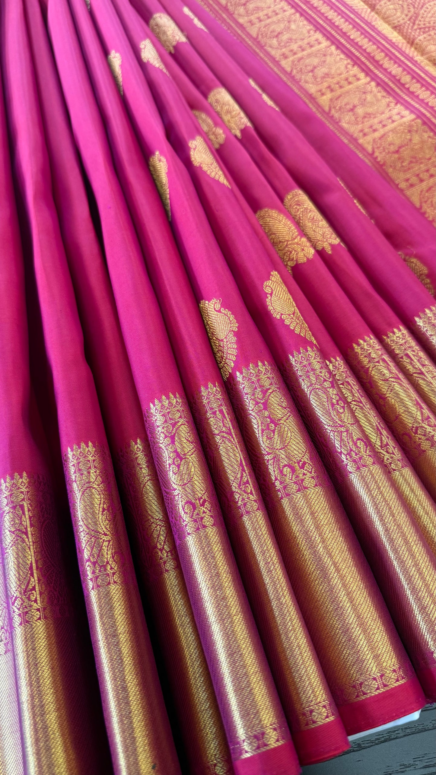 DUAL TONE RANI PINK PURE KANICHIPURAM HANDLOOM SILK SAREE (KSS143)