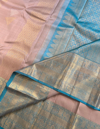 BLANCHED ALMOND PURE KANCHIPURAM HANDLOOM SILK SAREE