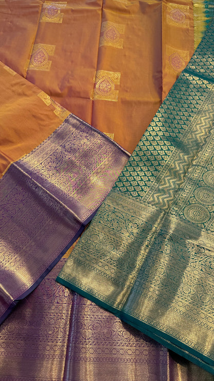 MAMBALAM WITH CONTRAST PURPLE SILK KANICHIPURAM SILK SAREE (SSKS45)