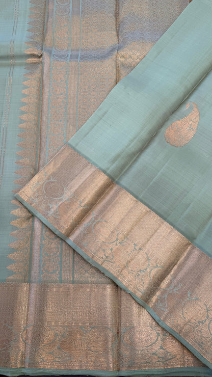 PISTACHIO GREEN HANDLOOM KANICHIPURAM SILK SAREE (KSS327)