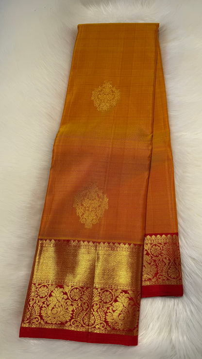 MUSTARD YELLOW HANDLOOM KANCHIPURAM  SILK SAREE(KSS 550)