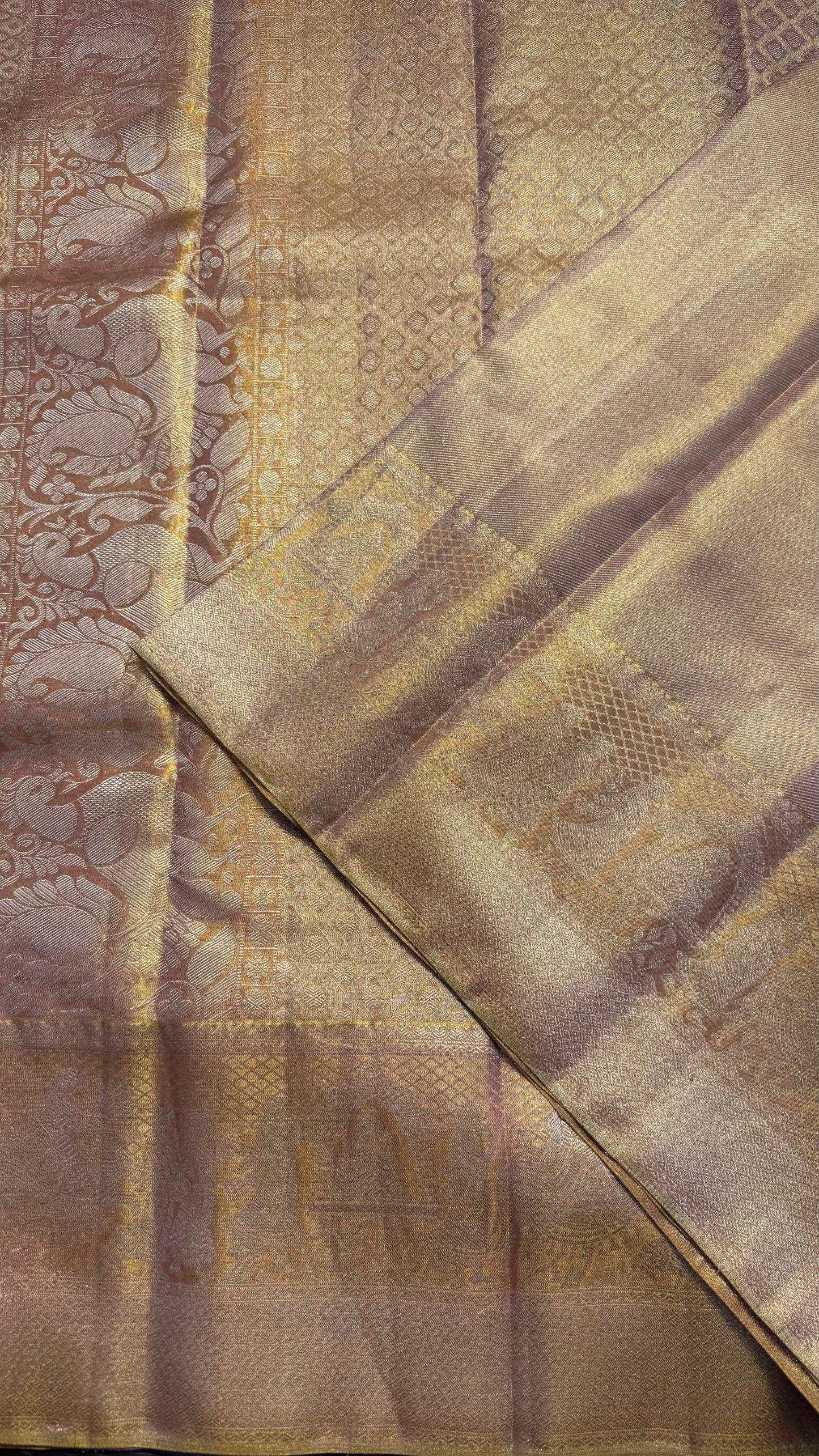 GOLDENISH PINK FULL ZARI HANDLOOM KANCHIPURAM SILK SAREE (KSS442)