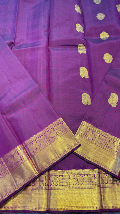 VADAMALI PURPLE GOLD ZARI HANDLOOM KANCHIPURAM SILK SAREE (KSS73)
