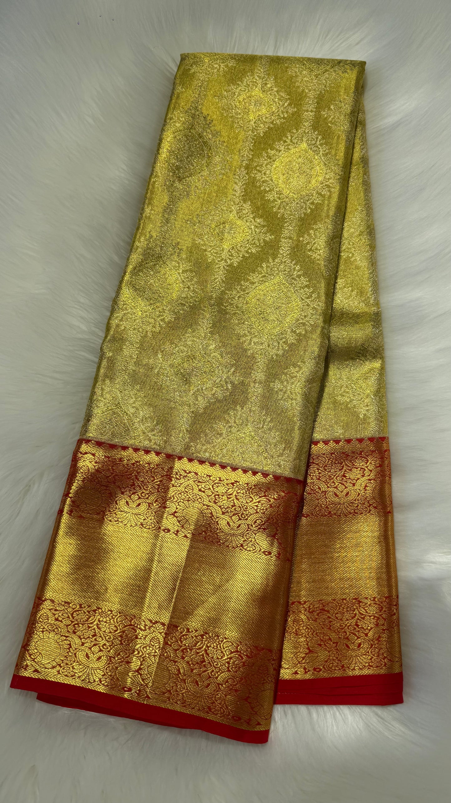 GOLDEN YELLOW PURE KANCHIPURAM HANDLOOM SILK SAREE(KSS 607)