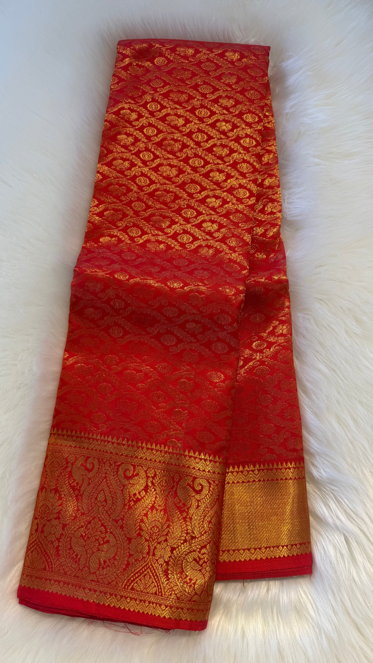 CHILLI RED FULL GOLD ZARI PURE HANDLOOM KANCHIPURAM SILK SAREE (KSS 507)