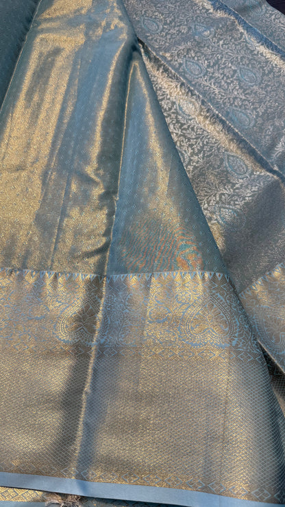 BLUE SEMI SILK KANICHIPURAM SILK SAREE (SSKS29)